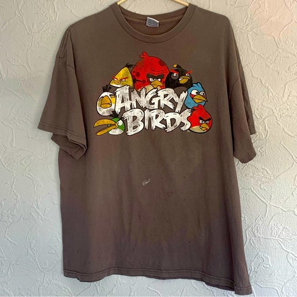 VINTAGE MENS ANGRY BIRDS GRAPHIC TEE SHIRT SIZE LARGE - Picture 1 of 3